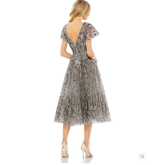 Mac Duggal 20392 Womens EMBELLISHED BUTTERFLY FIT AND FLARE TEA-LENGTH DRESS 10 - Picture 5 of 15